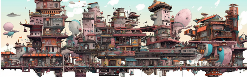 春天夏天未来科幻风格飞艇和城市的高楼大厦的房屋建筑悬空的,插画/手绘图,插画/手绘图库,插画/手绘图下载,插画/手绘